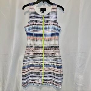 Romeo + Juliet Neon Multi Ombre Perforated Zip-Up Sleeveless A-Line Sheath Dress